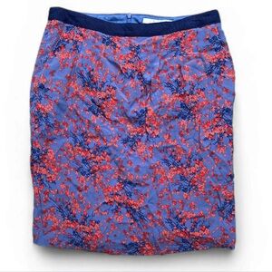 BODEN Blue and Red Floral Pencil Skirt lined size 8